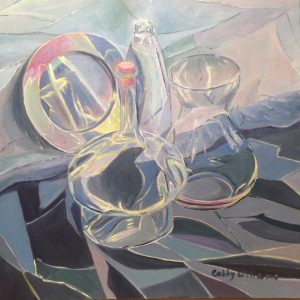 Glass objects on grey/black