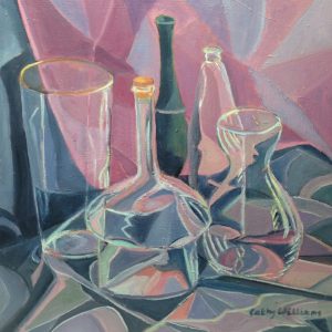 Glass objects with black vase