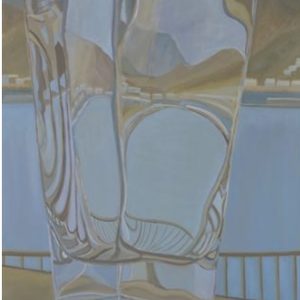Through vase to Port Vendres, beige & blue